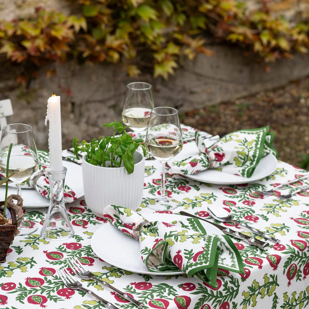 Pom Bells Basil & Magenta Napkin | Set 4 - Image 3
