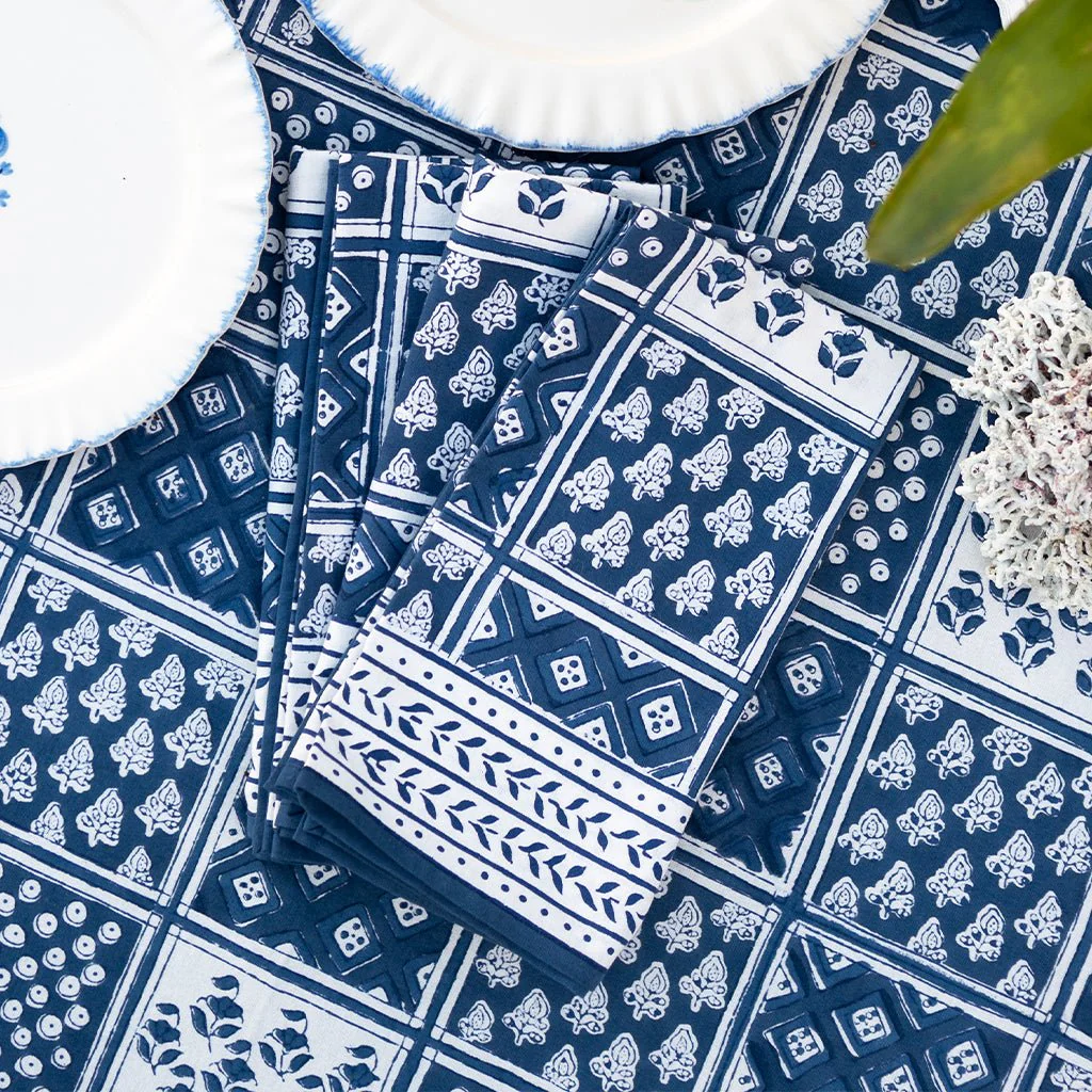 Pom Buti Patchwork Blue Napkin | Set of 4 - Image 6