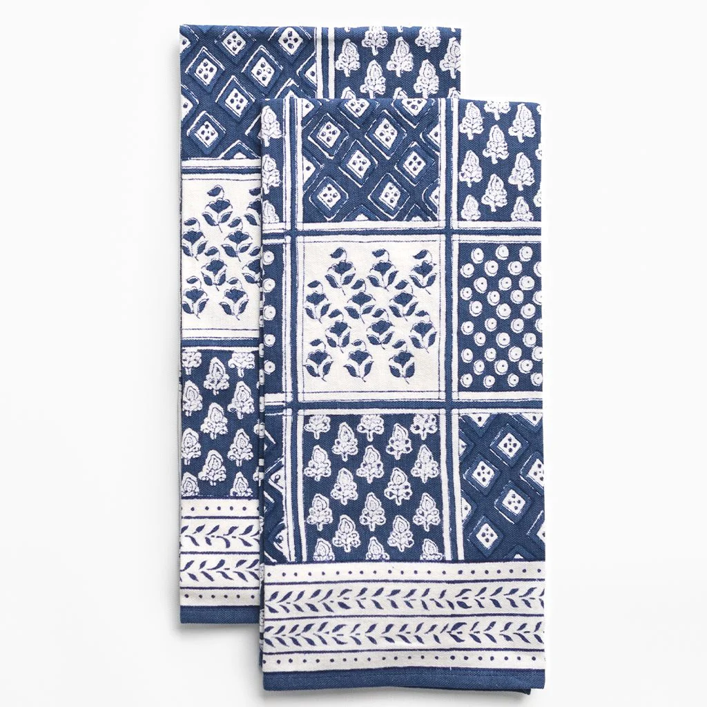 Pom Buti Patchwork Blue Tea Towels - Image 2