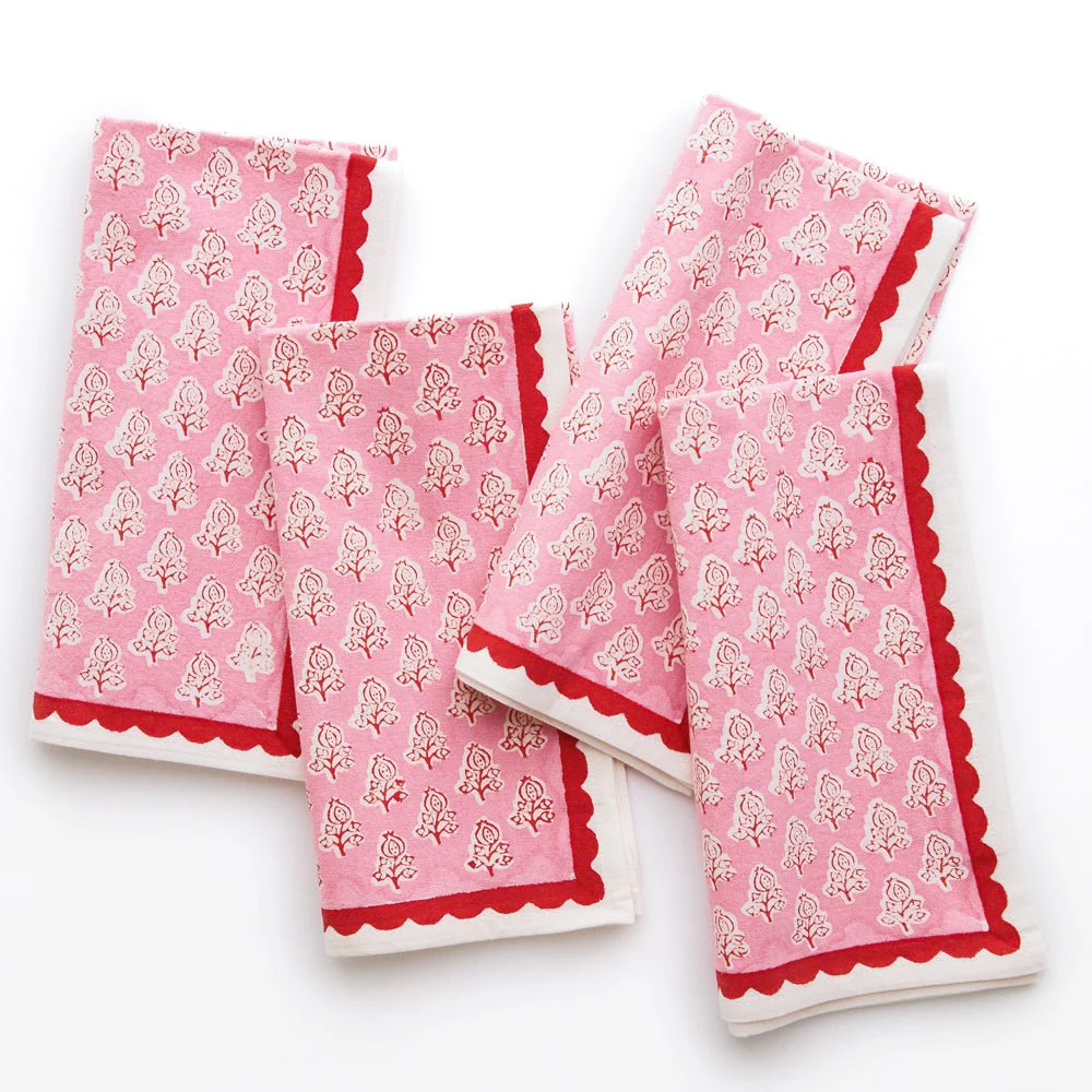 Pom Buti Pink Napkin | Set of 4 - Image 3