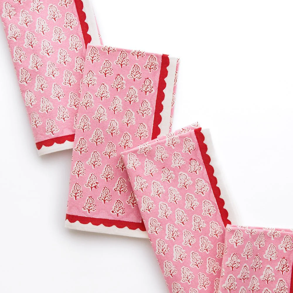 Pom Buti Pink Napkin | Set of 4 - Image 4