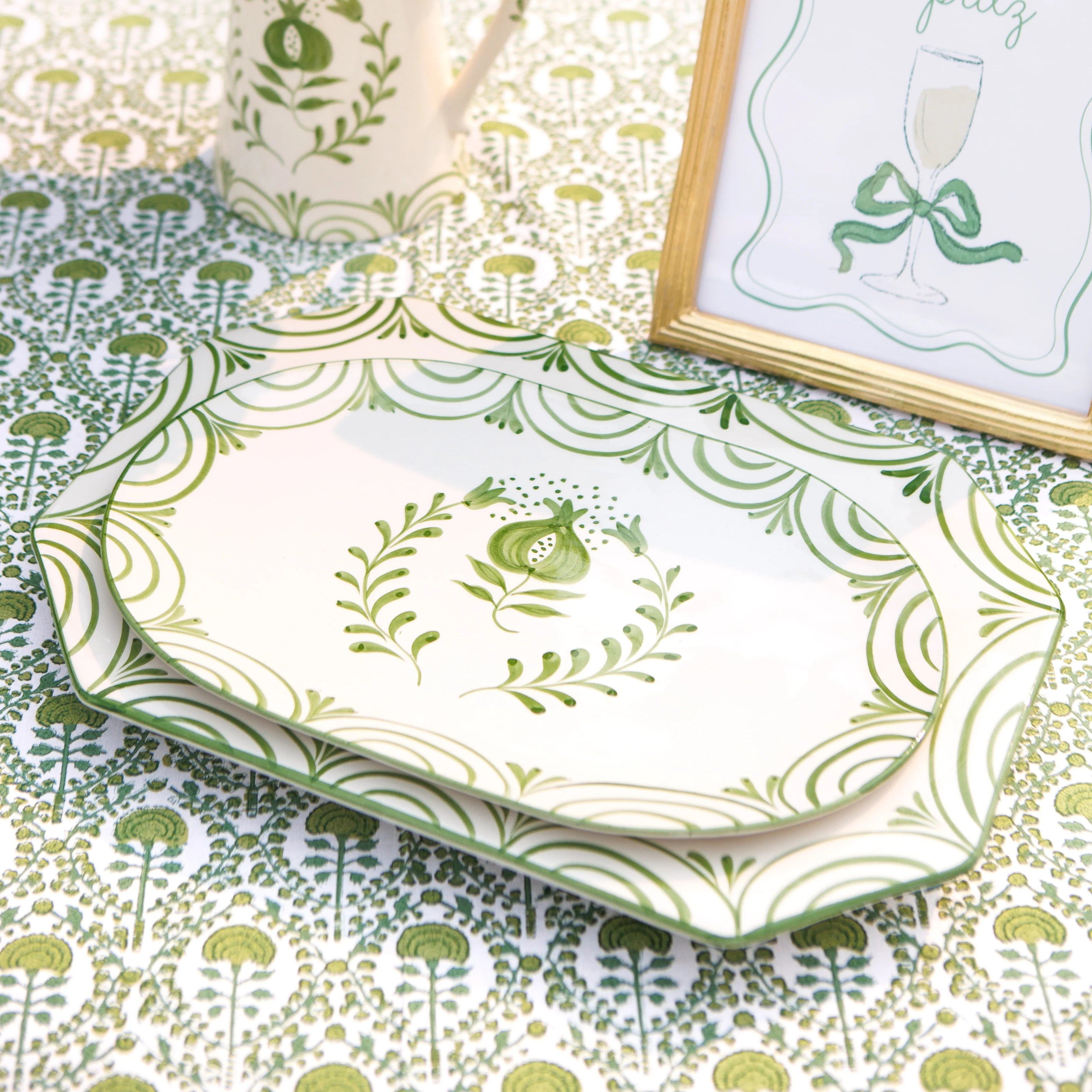 Pomegranate Crest Green Rectangle Serving Platter - Image 3