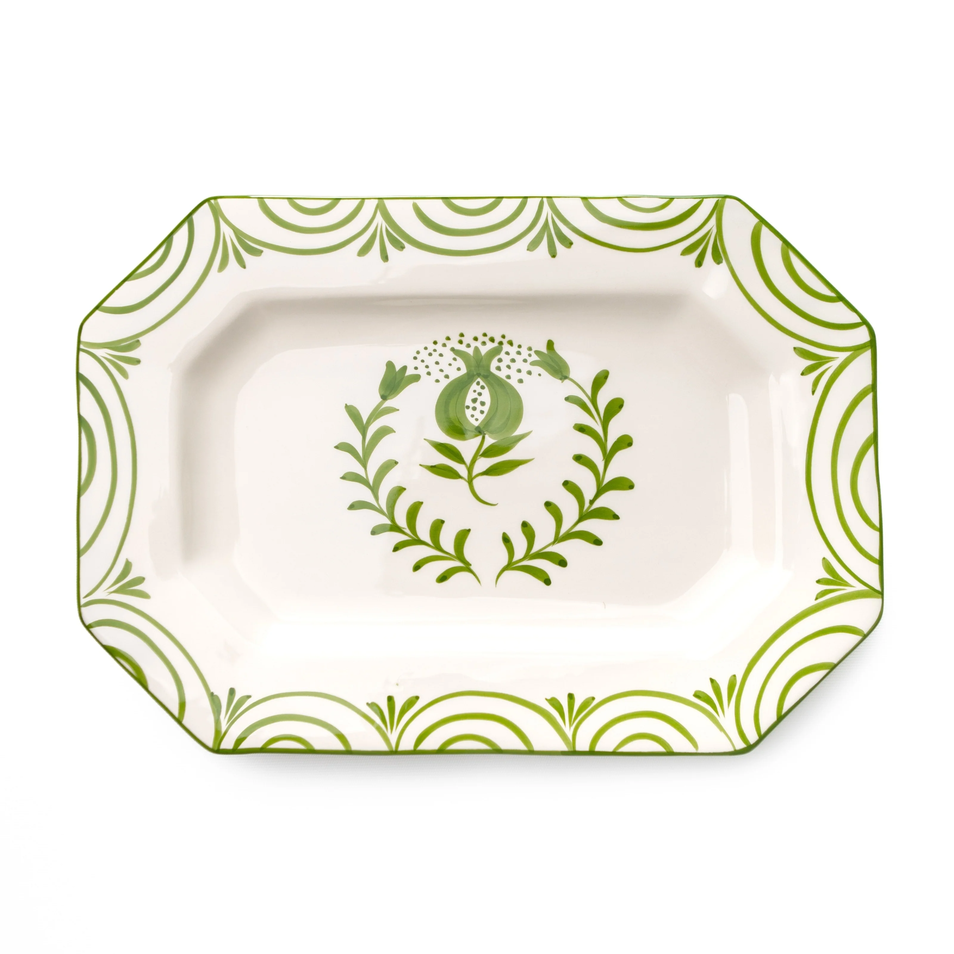 Pomegranate Crest Green Rectangle Serving Platter