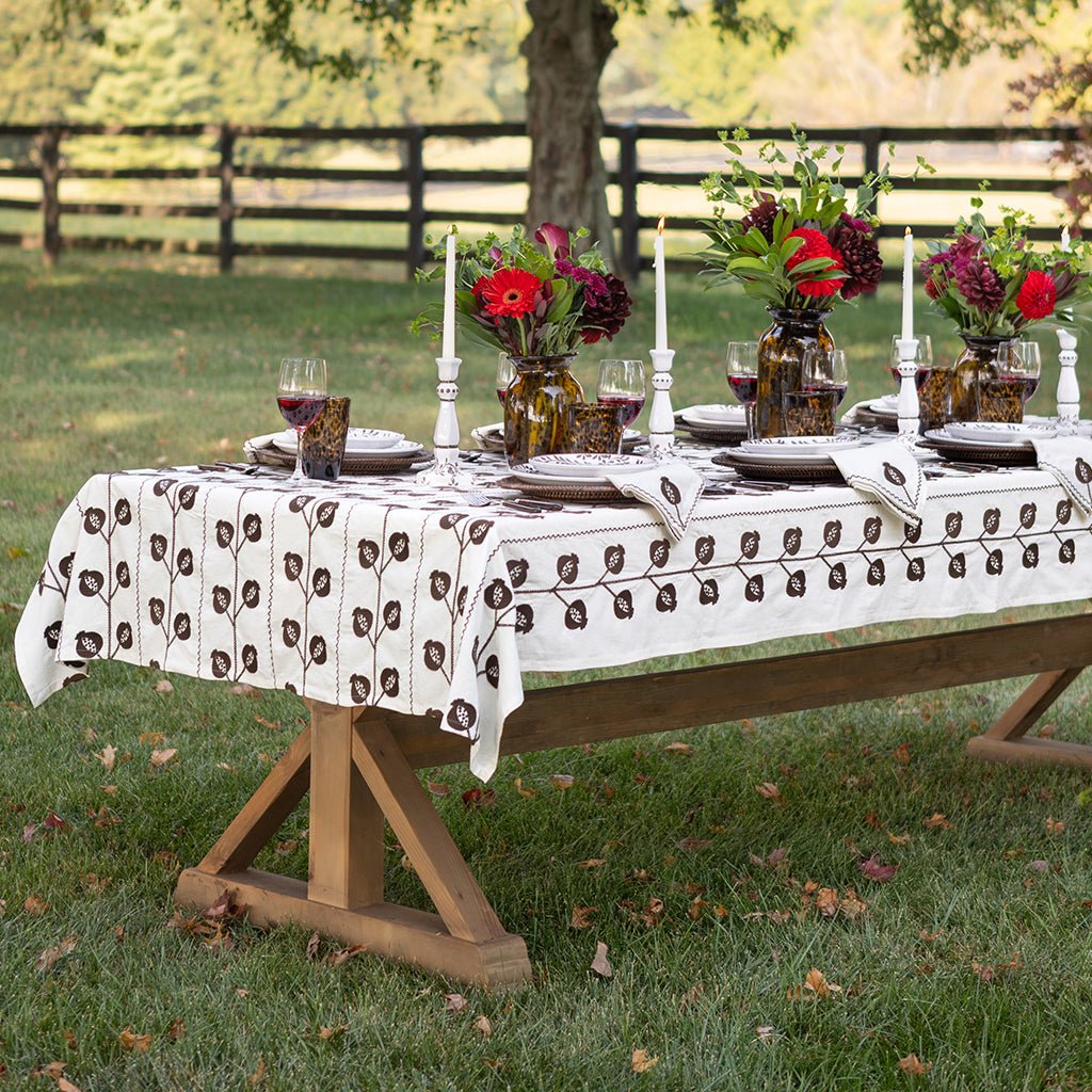 Pomegranate Crewel Brown Tablecloth - Image 5