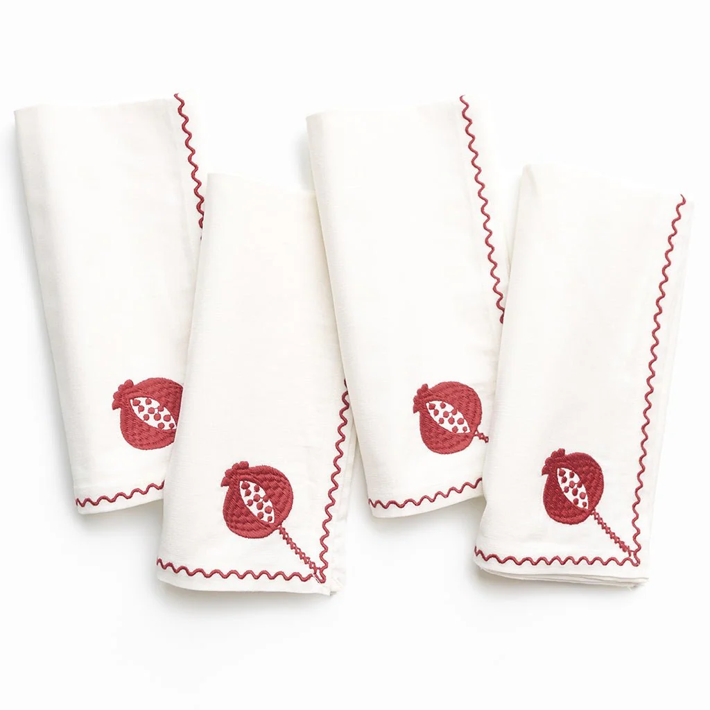 Pomegranate Crewel Burgundy Napkin | Set of 4 - Image 3