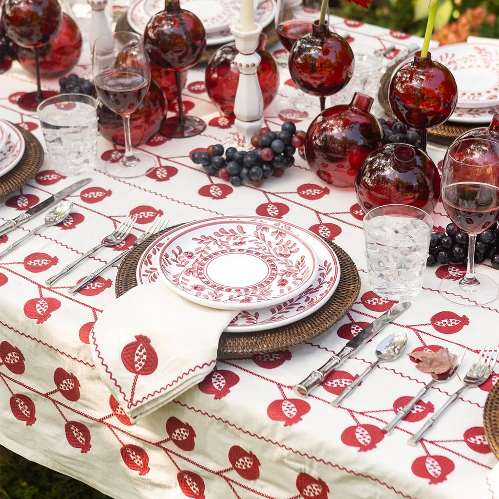Pomegranate Crewel Burgundy Napkin | Set of 4 - Image 4