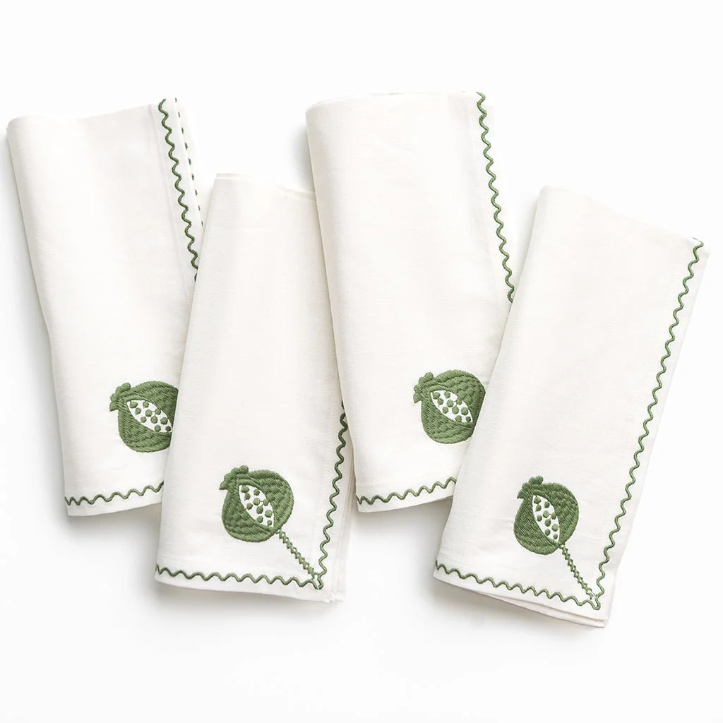 Pomegranate Crewel Green Napkin | Set of 4 - Image 2