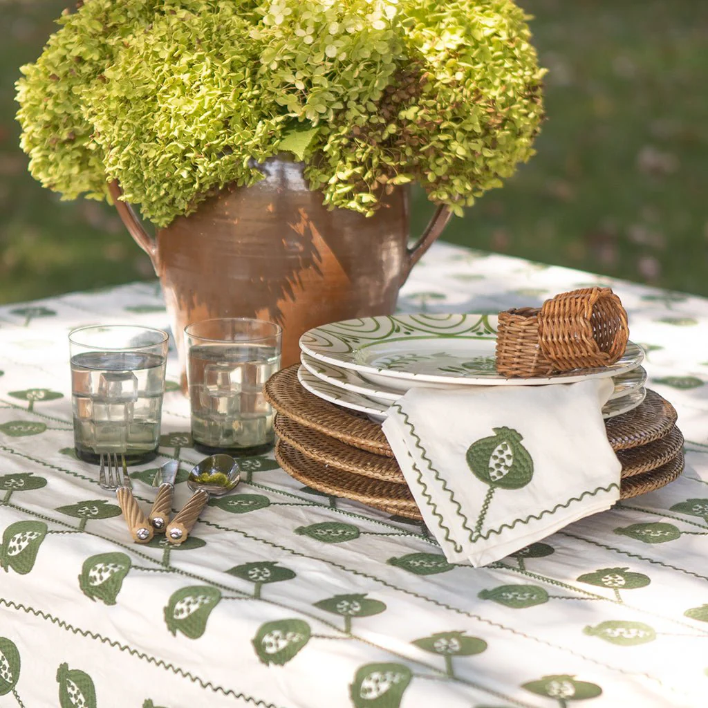 Pomegranate Crewel Green Napkin | Set of 4 - Image 4