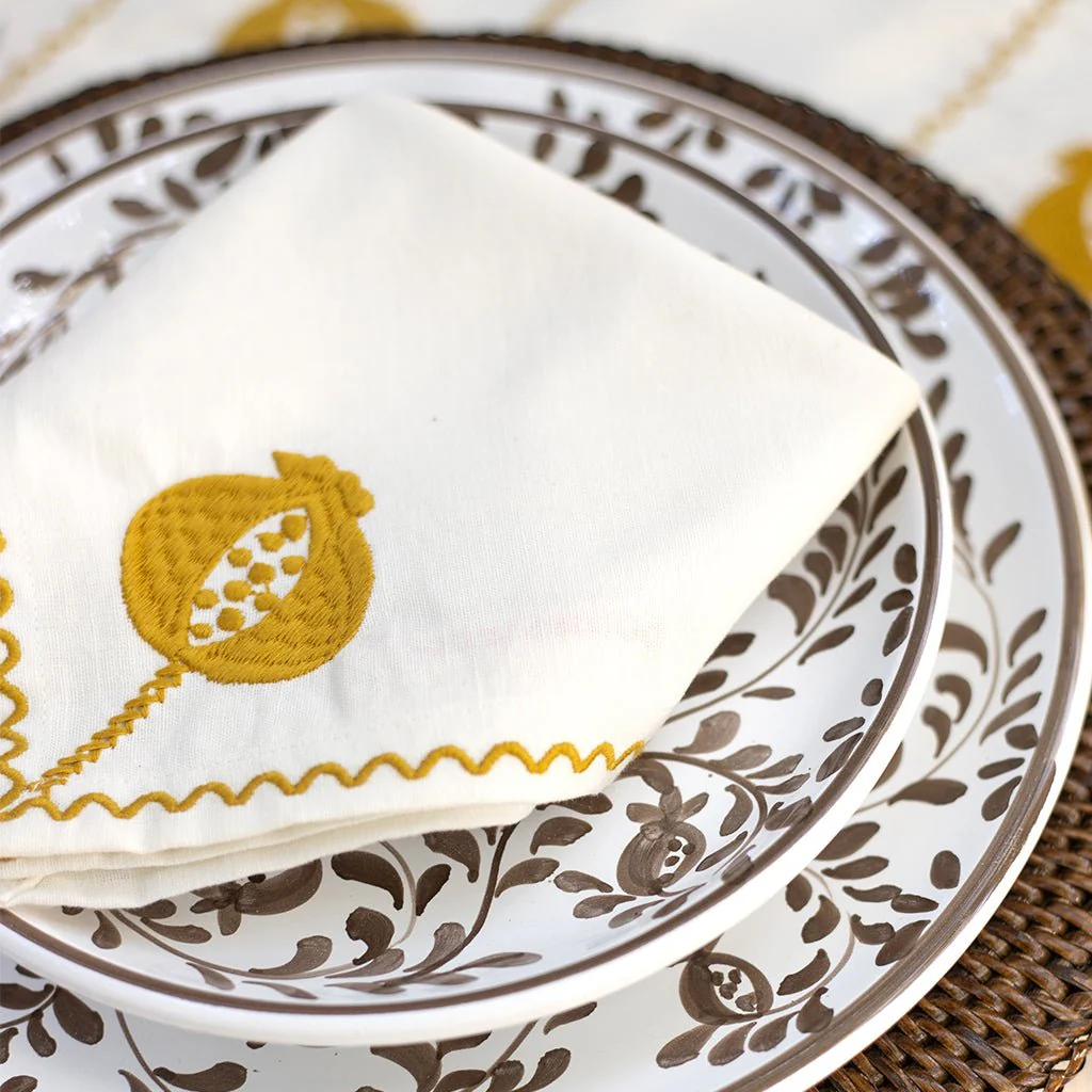 Pomegranate Crewel Ochre Napkin | Set of 4 - Image 3
