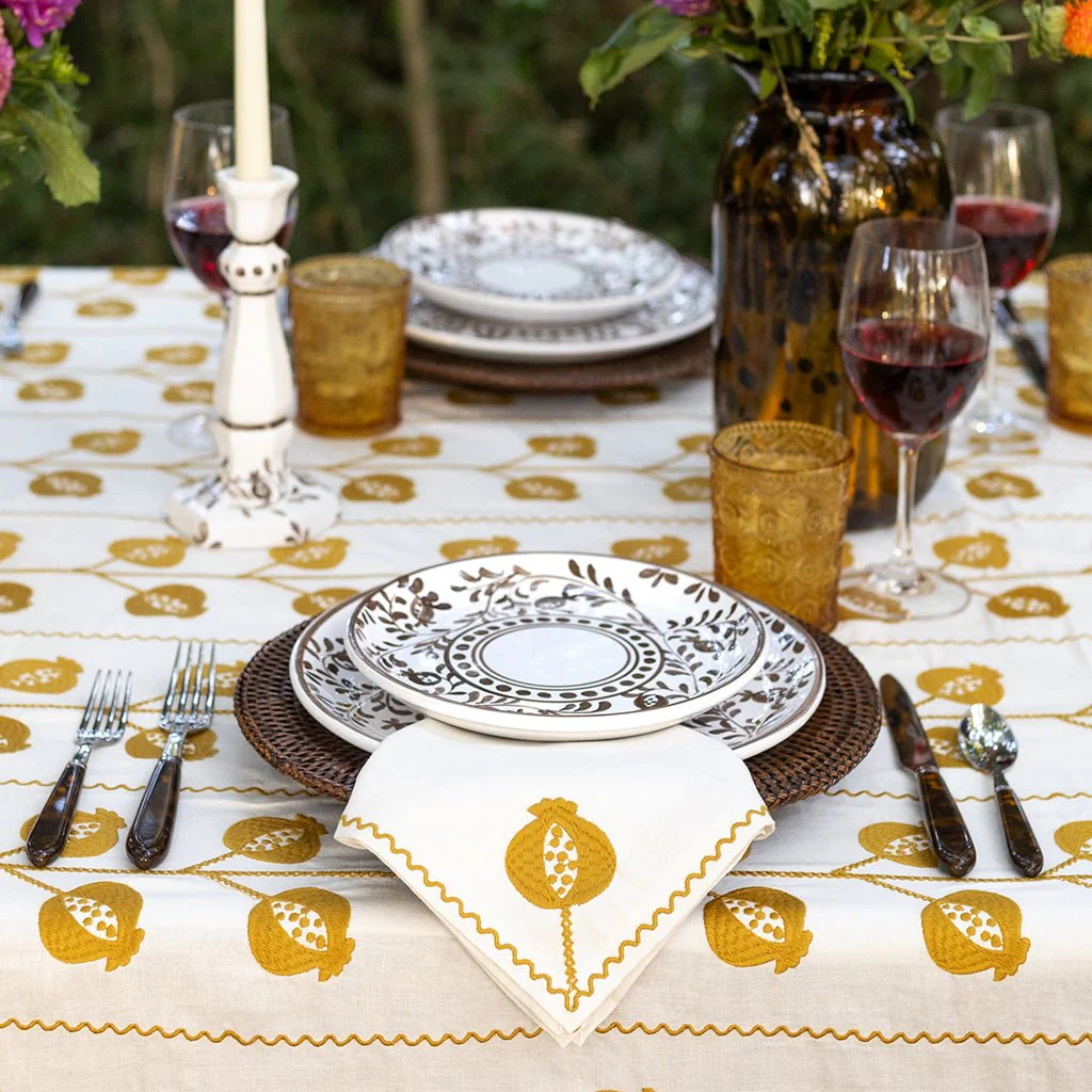 Pomegranate Crewel Ochre Napkin | Set of 4 - Image 4