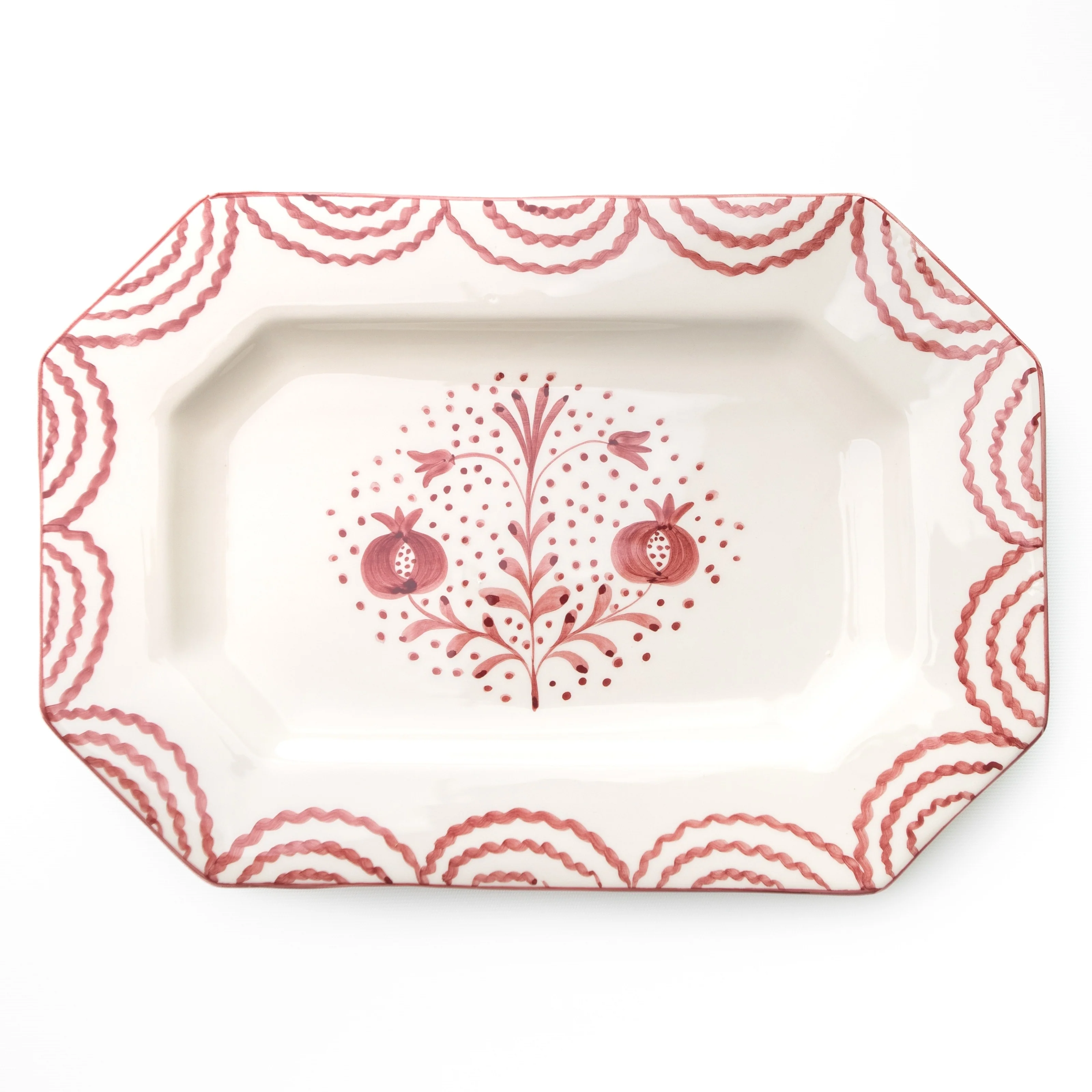 Pomegranate Duet Rose Rectangle Serving Platter