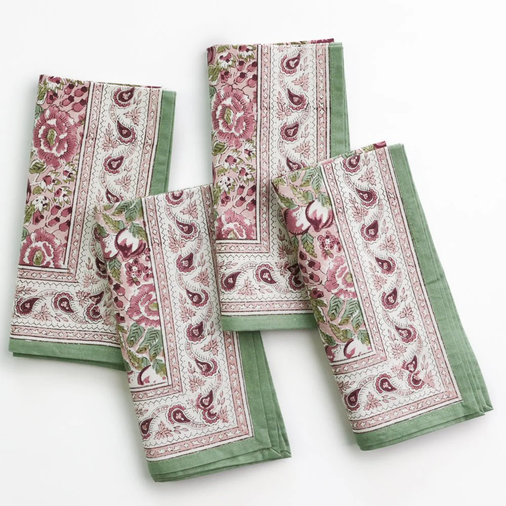 Pomegranate Garden Dusty Mauve & Sage Napkin | Set of 4 - Image 3