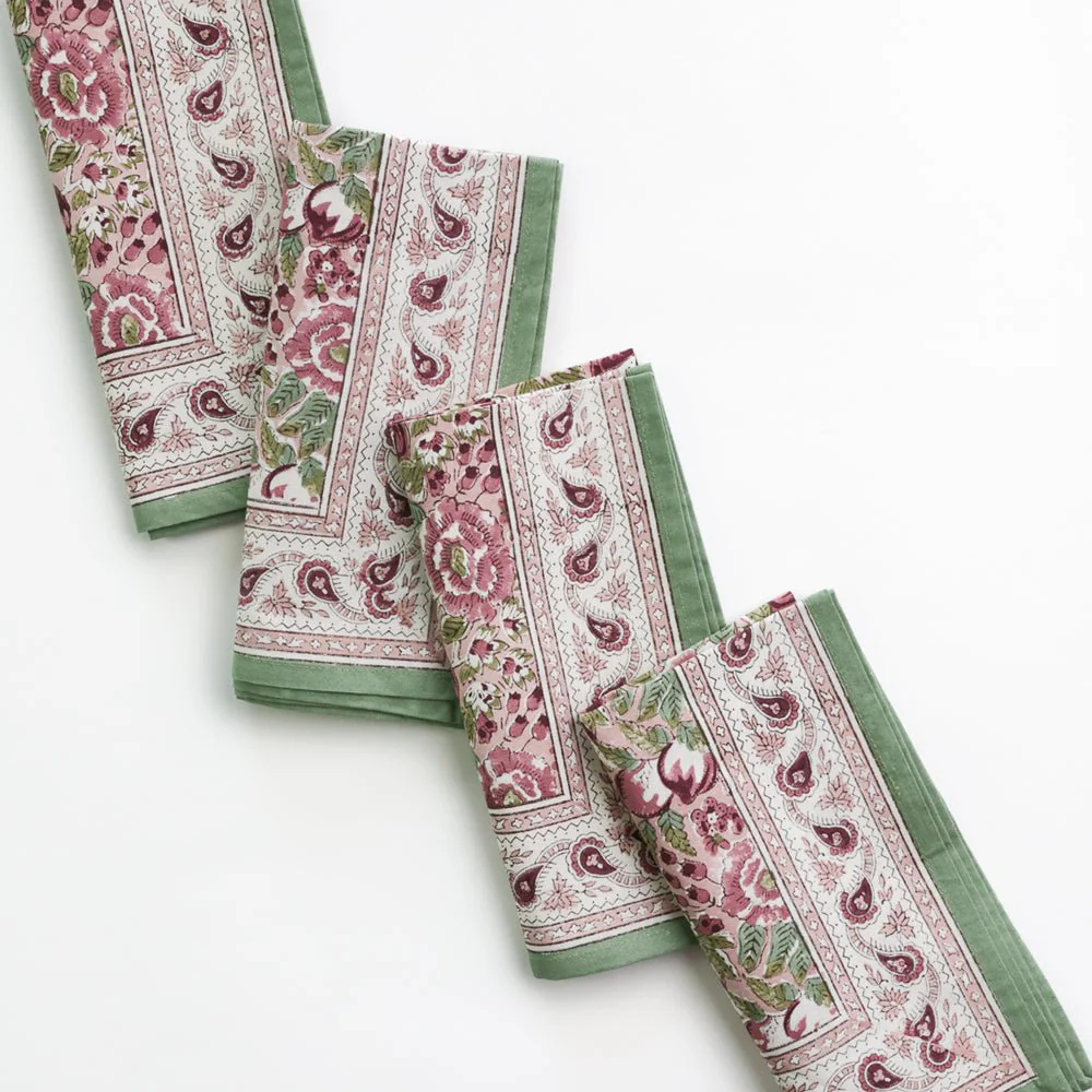 Pomegranate Garden Dusty Mauve & Sage Napkin | Set of 4 - Image 4
