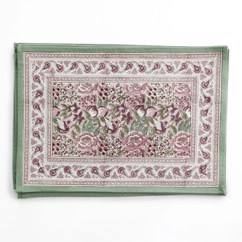 Pomegranate Garden Dusty Mauve & Sage Placemat | Set of 4 - Image 2