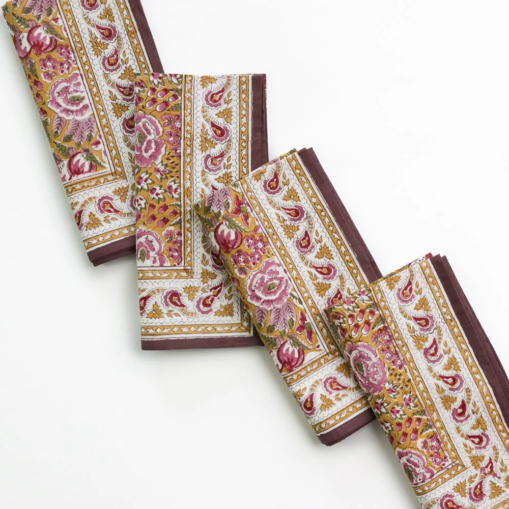 Pomegranate Garden Plum & Ochre Napkin | Set of 4 - Image 3