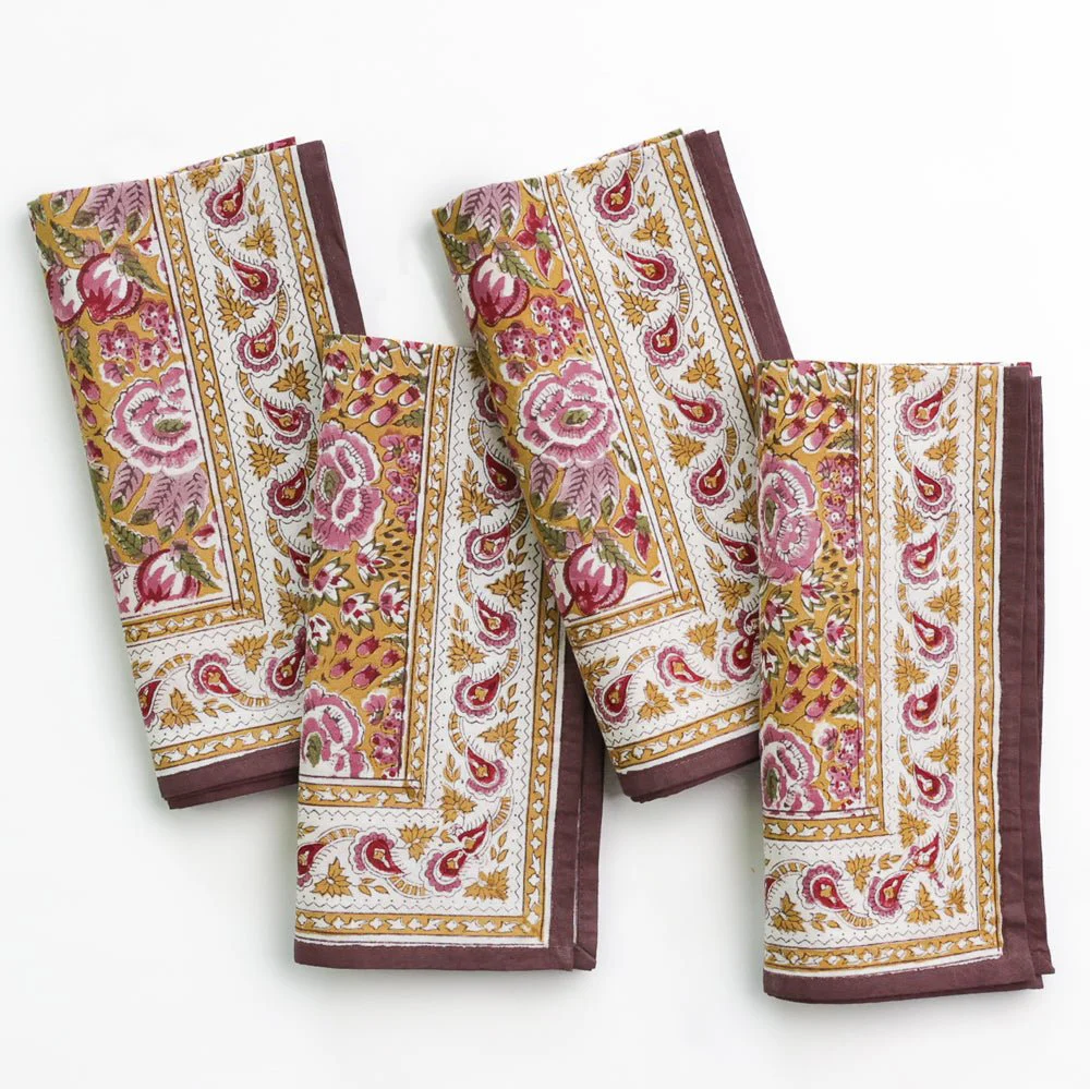 Pomegranate Garden Plum & Ochre Napkin | Set of 4 - Image 4