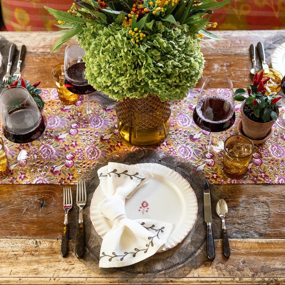 Pomegranate Garden Plum & Ochre Table Runner - Image 3