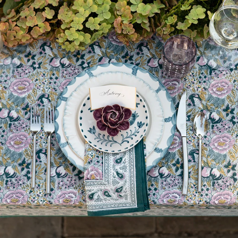 Pomegranate Garden Teal & Lilac Napkin | Set of 4 - Image 3