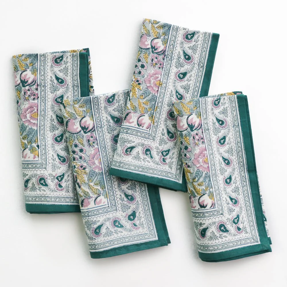 Pomegranate Garden Teal & Lilac Napkin | Set of 4 - Image 4