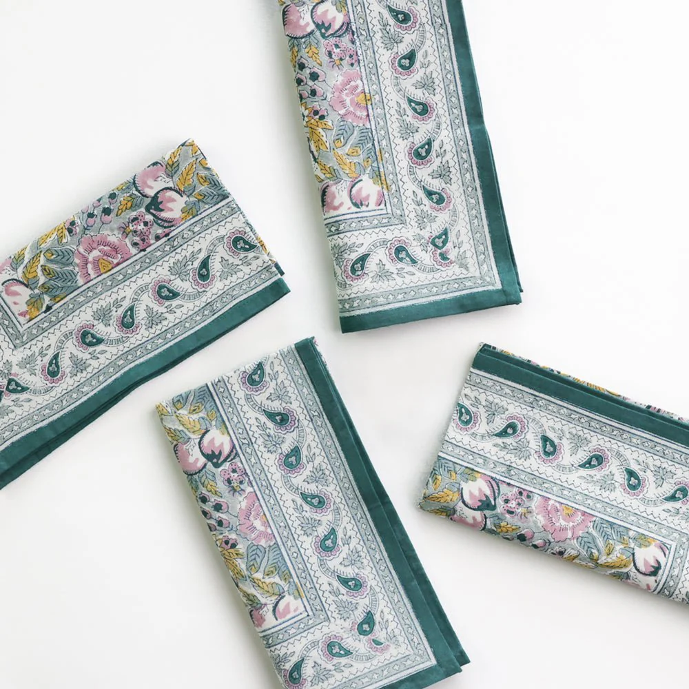 Pomegranate Garden Teal & Lilac Napkin | Set of 4 - Image 5