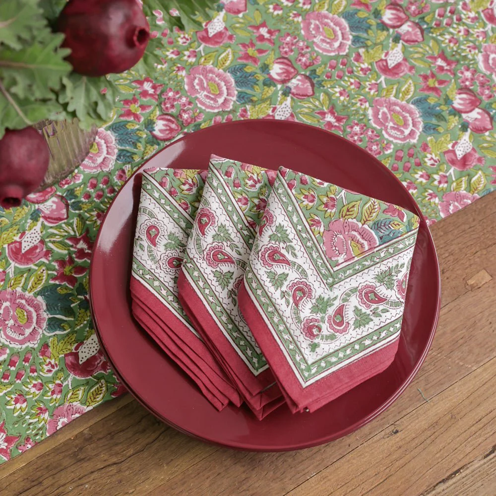 Pomegranate Garden Wine & Rose Napkin | Set of 4 - Image 3