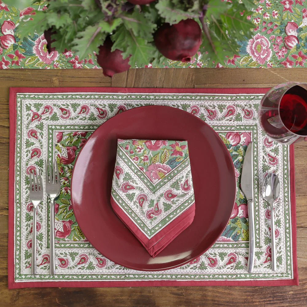 Pomegranate Garden Wine & Rose Placemat |Set of 4