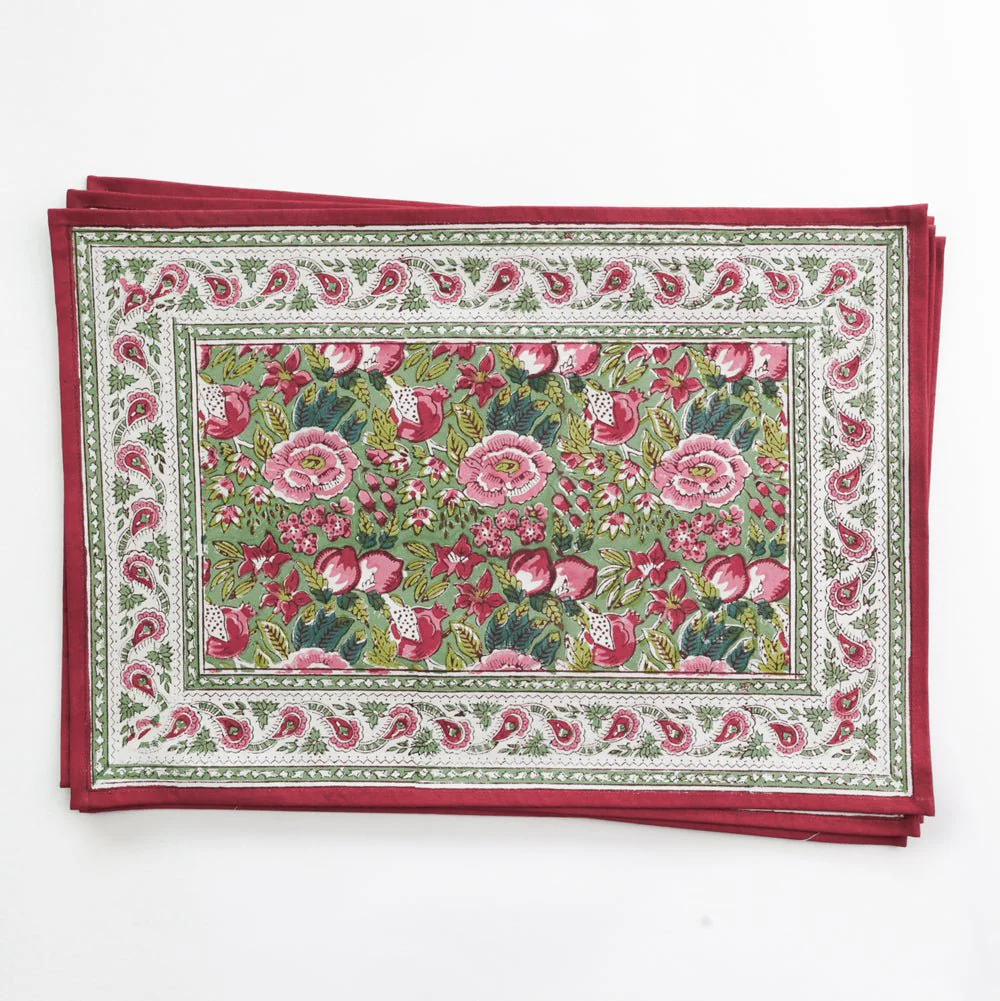 Pomegranate Garden Wine & Rose Placemat |Set of 4 - Image 2