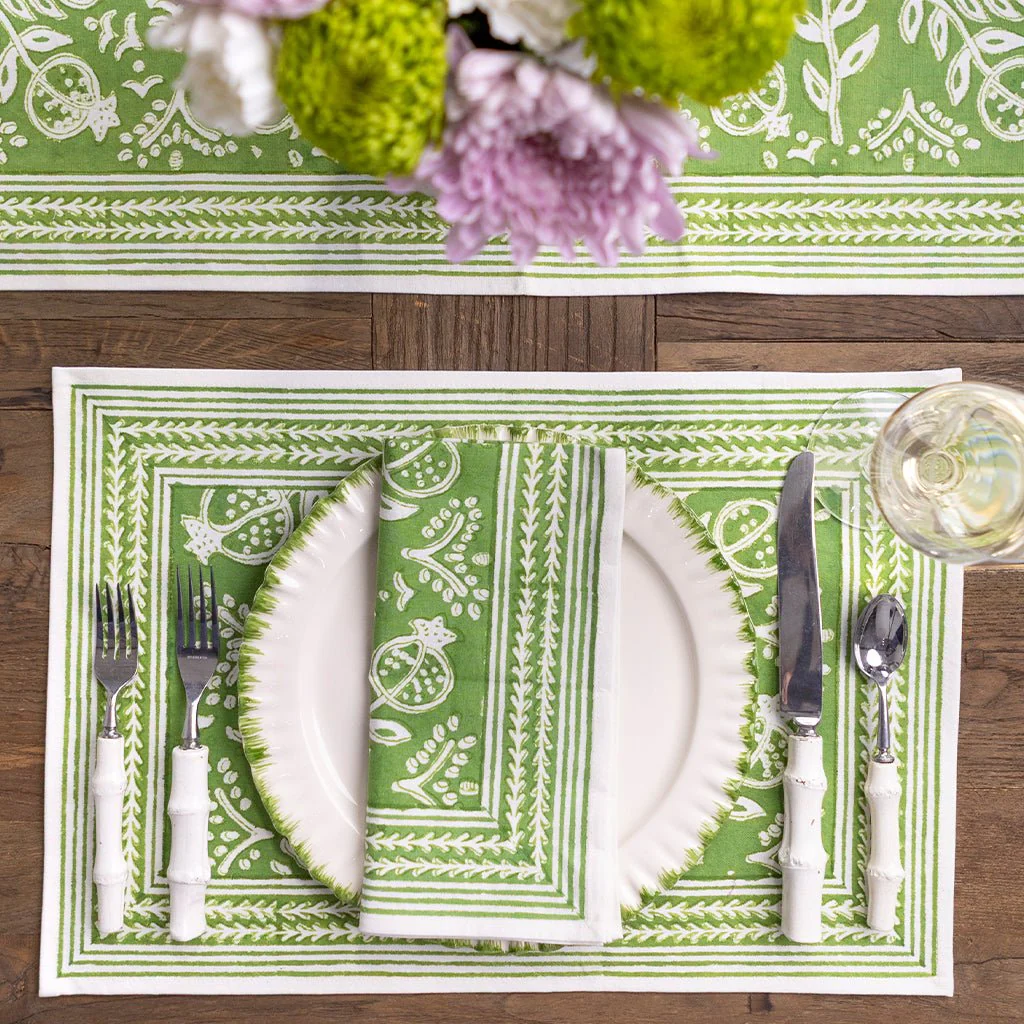 Pomegranate Green Placemat | Set of 4