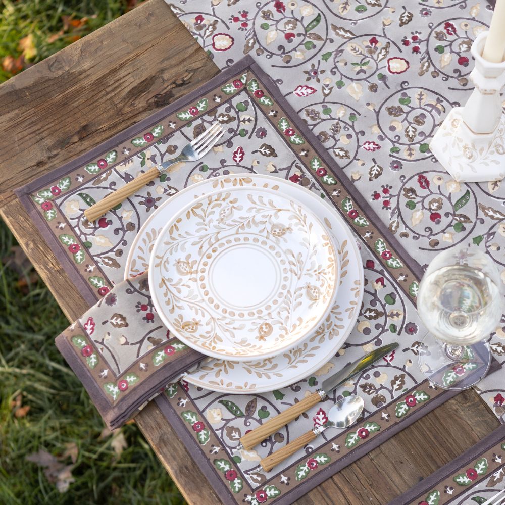 Pomegranate Scroll Beige Salad Plate Set of 2 - Image 5