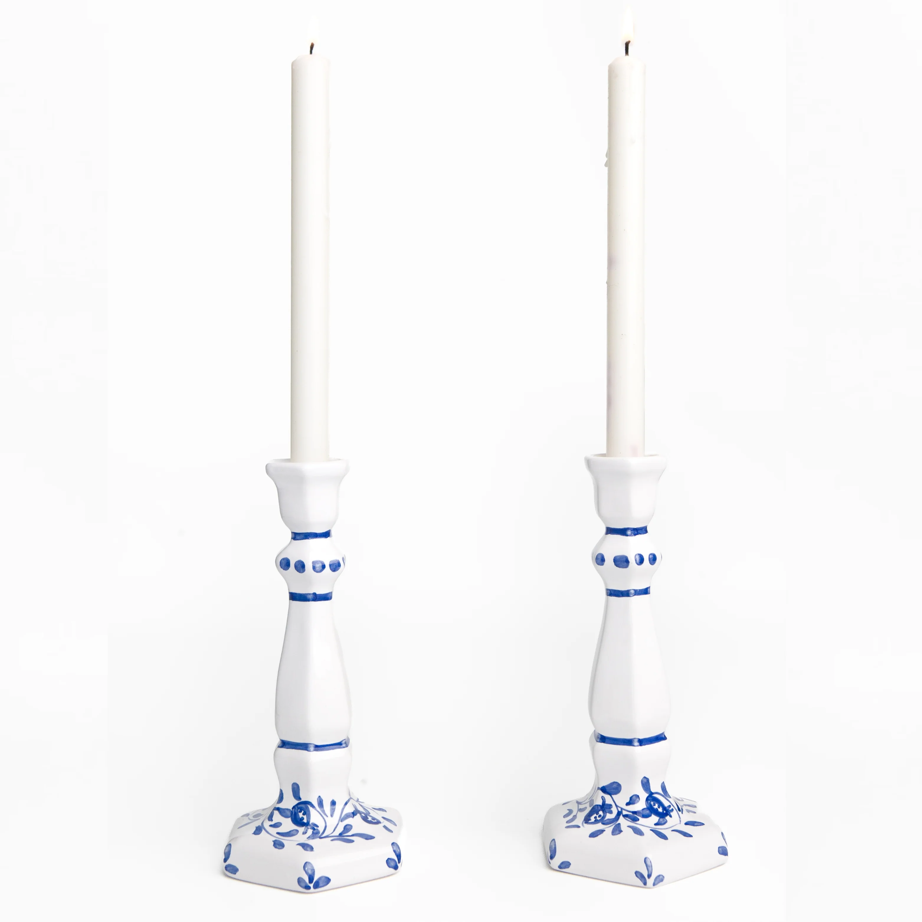 Pomegranate Scroll Blue Candlestick Set of 2 - Image 3