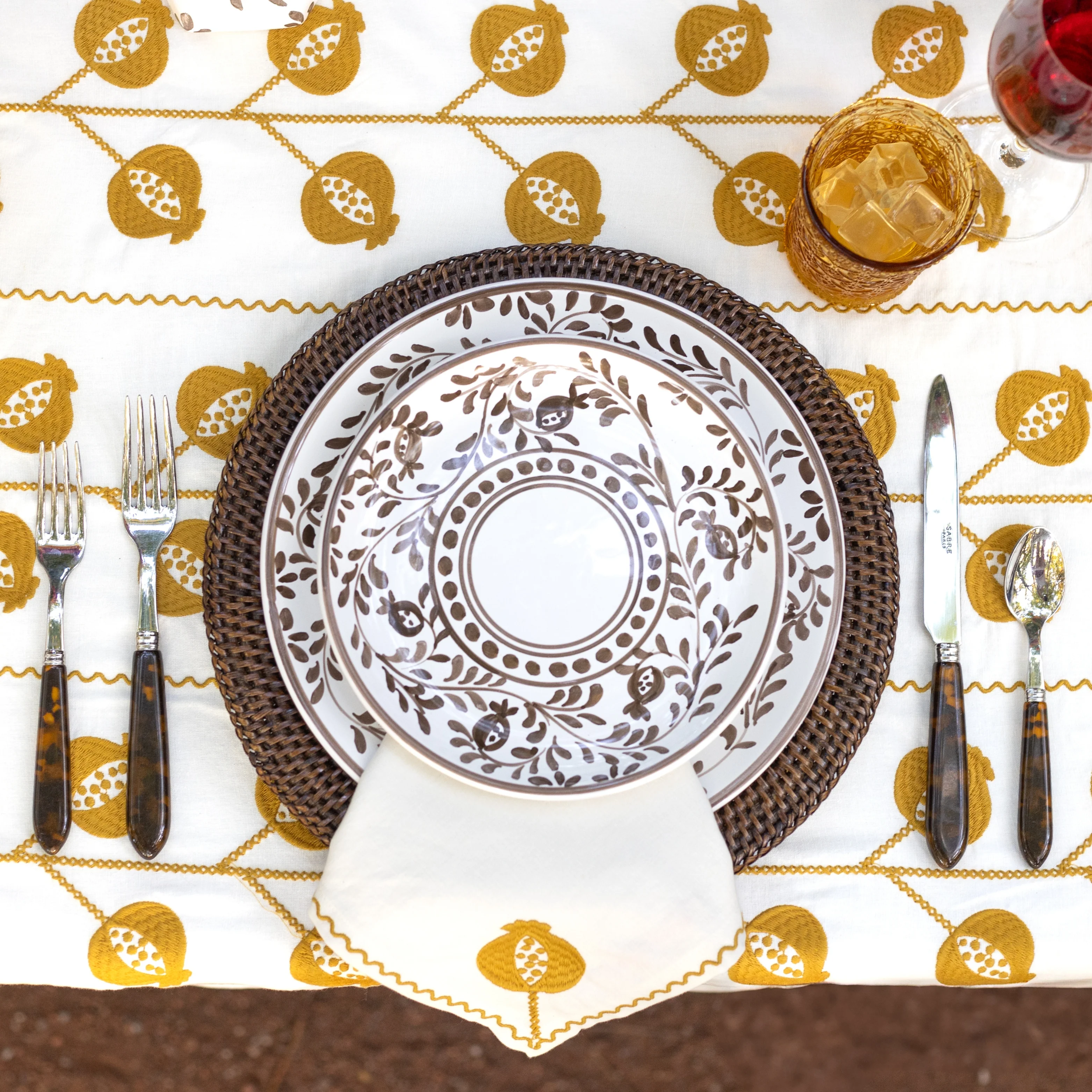 Pomegranate Scroll Chocolate Salad Plate Set of 2 - Image 3