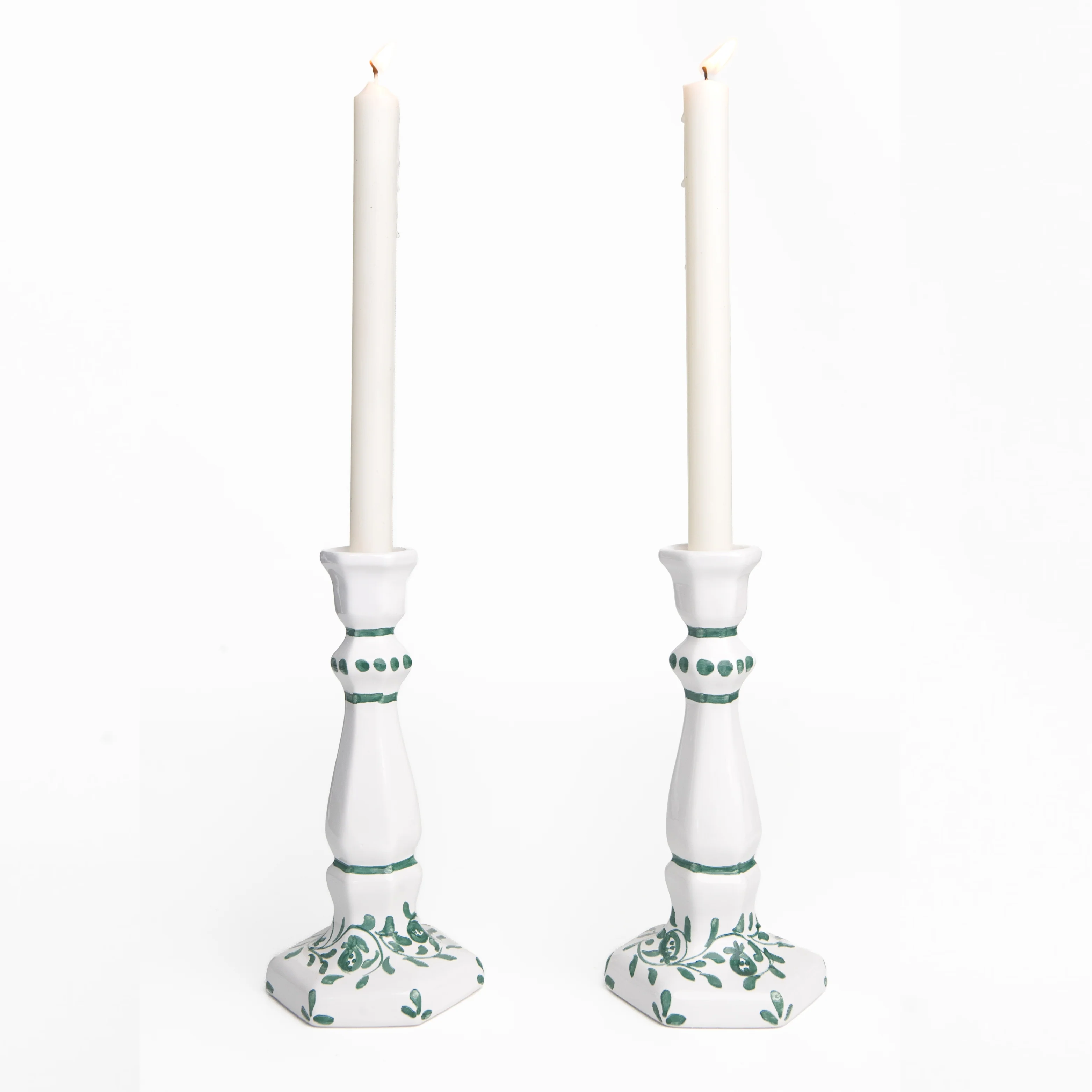 Pomegranate Scroll Forest Green Candlestick Set of 2 - Image 4