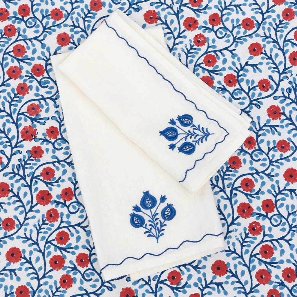 Pomegranate Trio Cobalt Linen Napkin | Set of 4 - Image 2