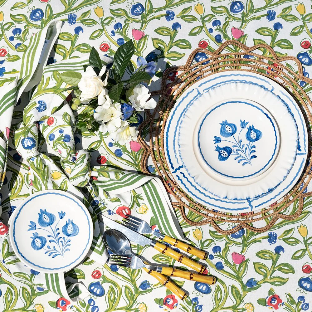 Pomegranate Trio Sketch Cobalt Blue Appetizer Plate | Set of 4 - Image 3