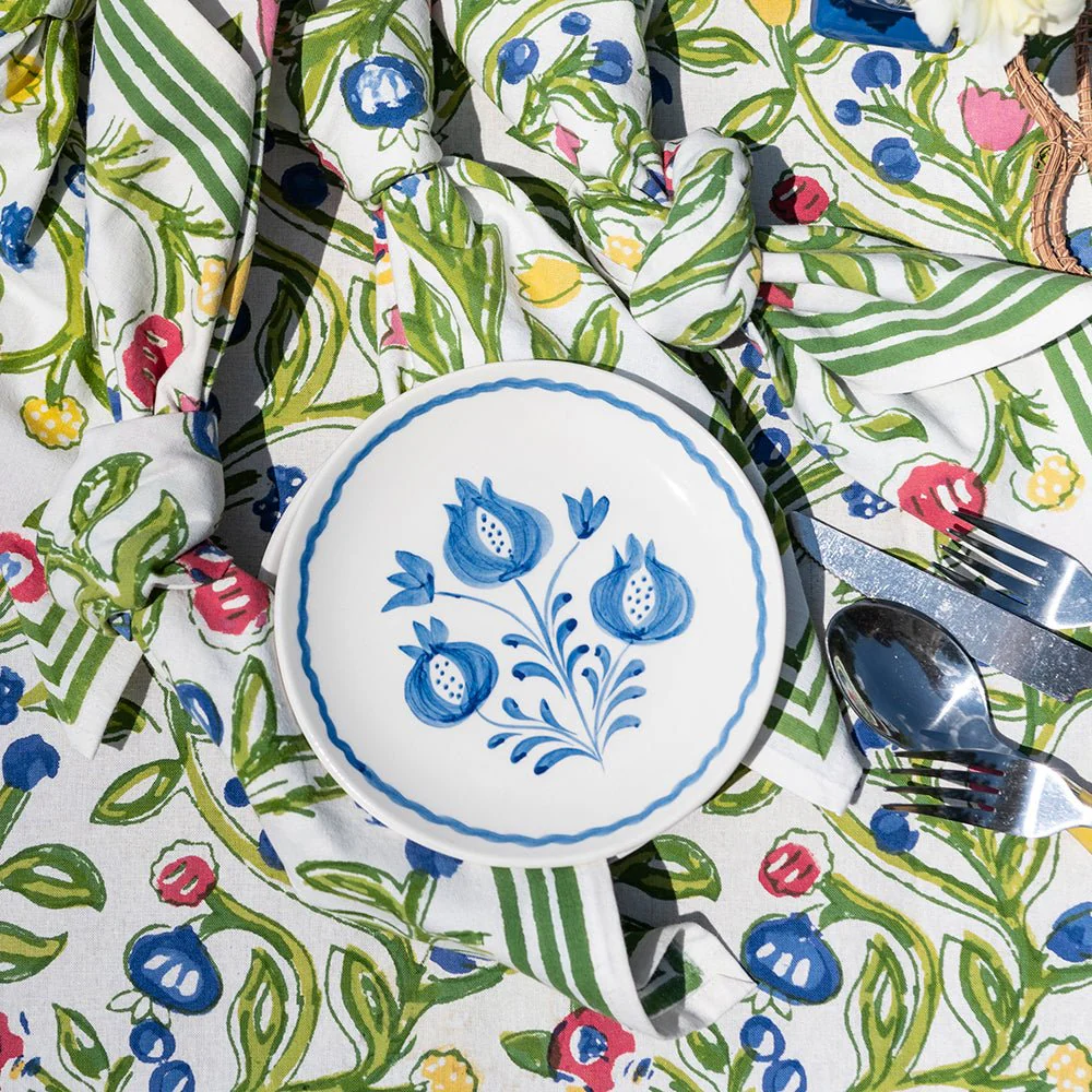 Pomegranate Trio Sketch Cobalt Blue Appetizer Plate | Set of 4 - Image 4