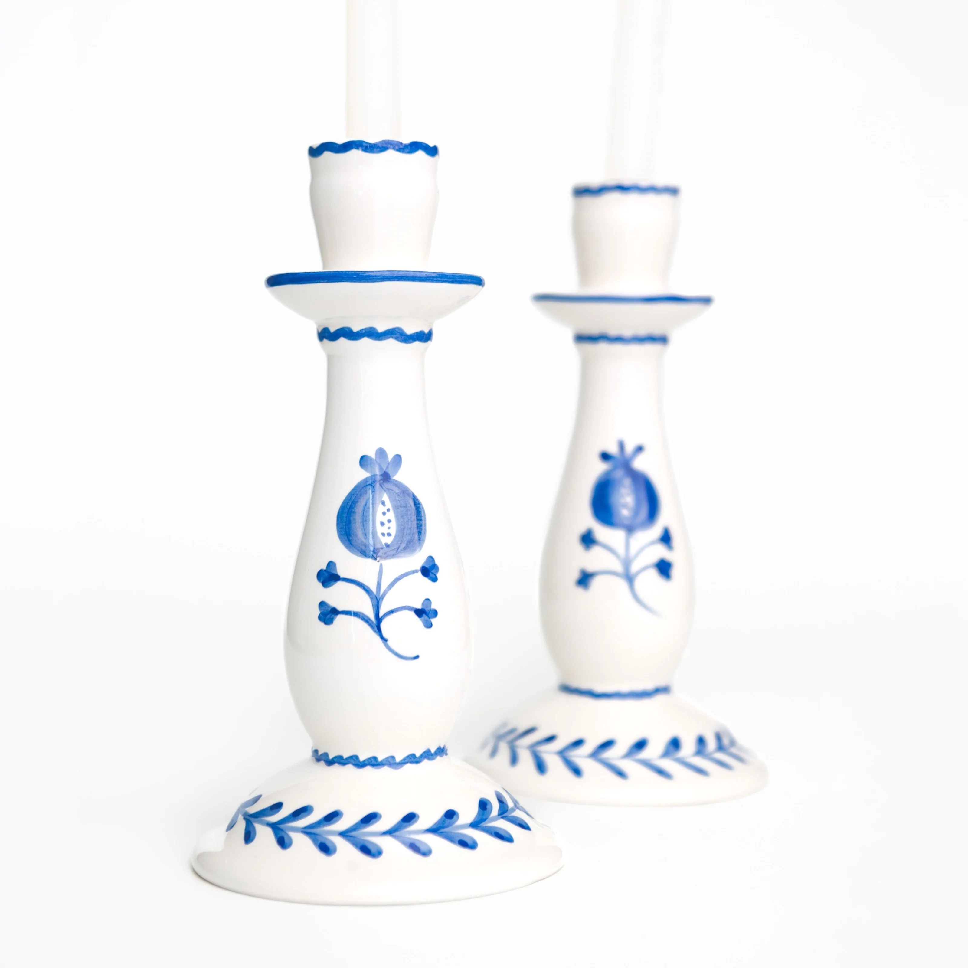Pomegranate Trio Sketch Cobalt Blue Candlestick | Set of 2 - Image 3