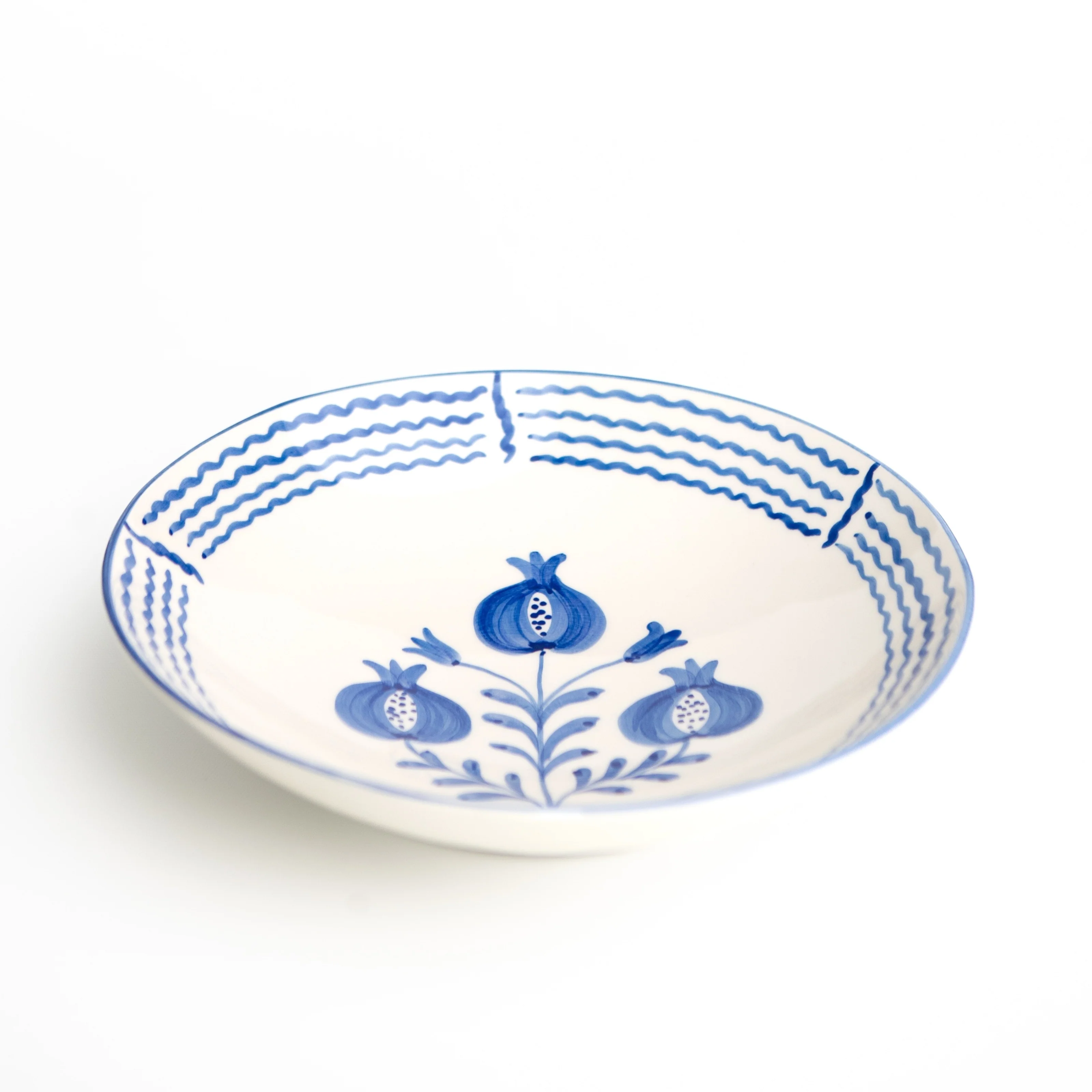 Pomegranate Trio Sketch Cobalt Blue Salad Serving Bowl - Image 2