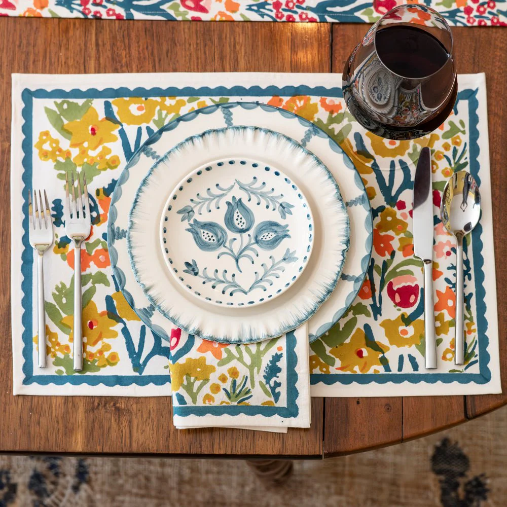 Pomegranate Trio Vine Teal Appetizer Plate | Set of 4 - Image 3