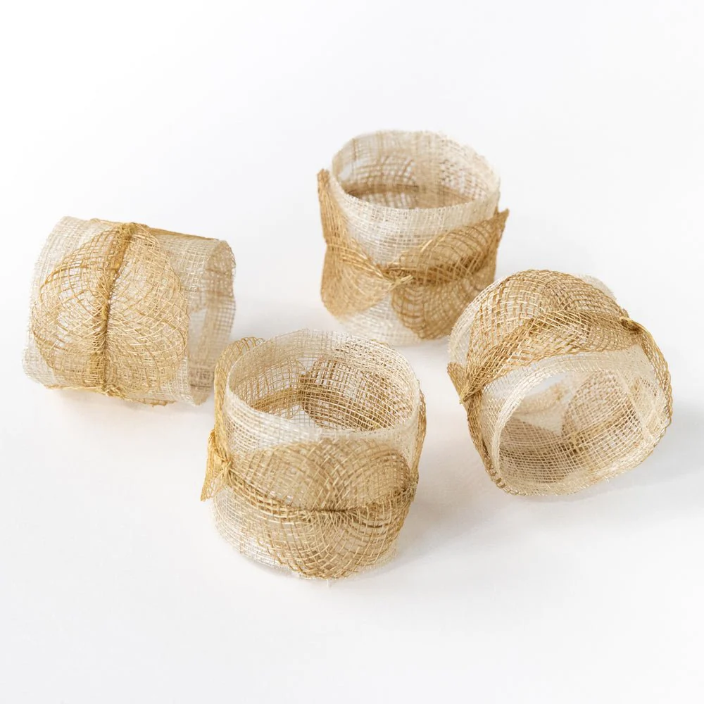 Mustard Poplar Leaf Napkin Rings | Set of 4 - Image 3
