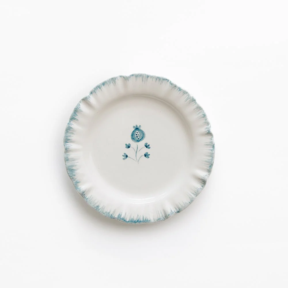 Ruffled Teal Appetizer Plate | Set of 4