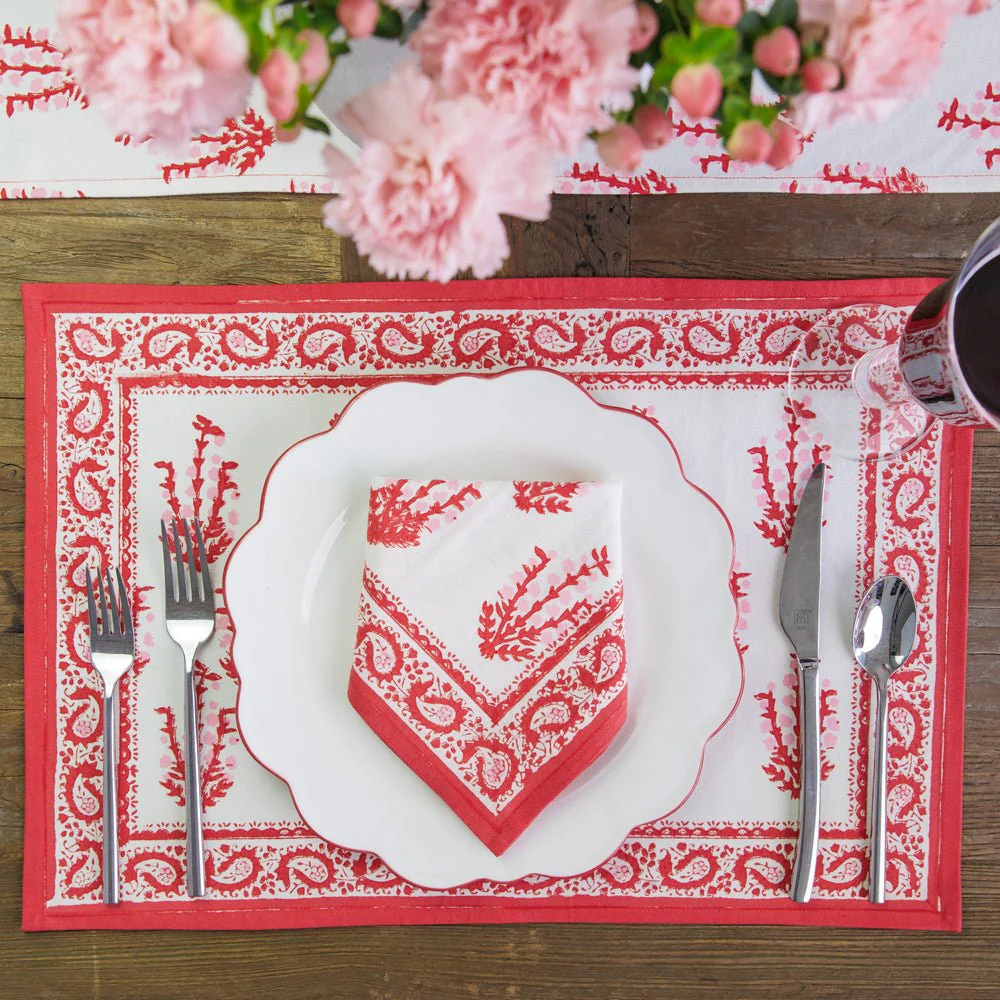 Sagar Red & Pink Placemat | Set of 4