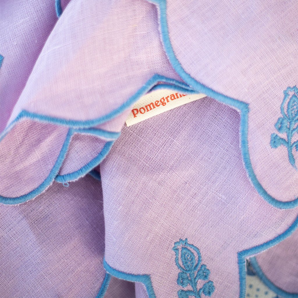 Scalloped Buti Lavender Frost Linen Napkin | Set of 4 - Image 3