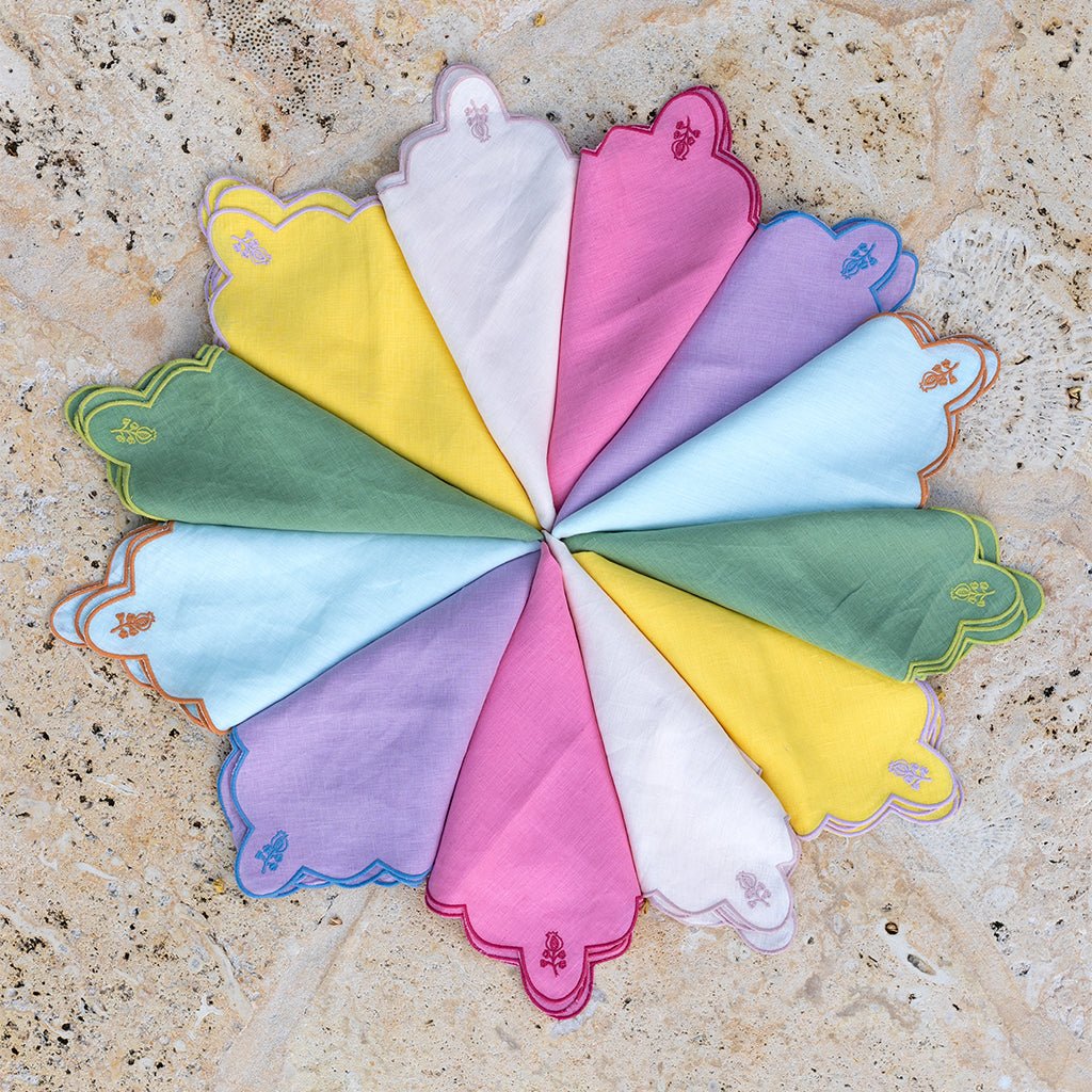 Scalloped Buti Snapdragon Linen Napkin | Set of 4 - Image 5