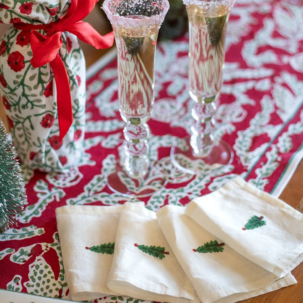 Slope Firs Embroidered Linen Cocktail Napkin | Set of 4 - Image 3