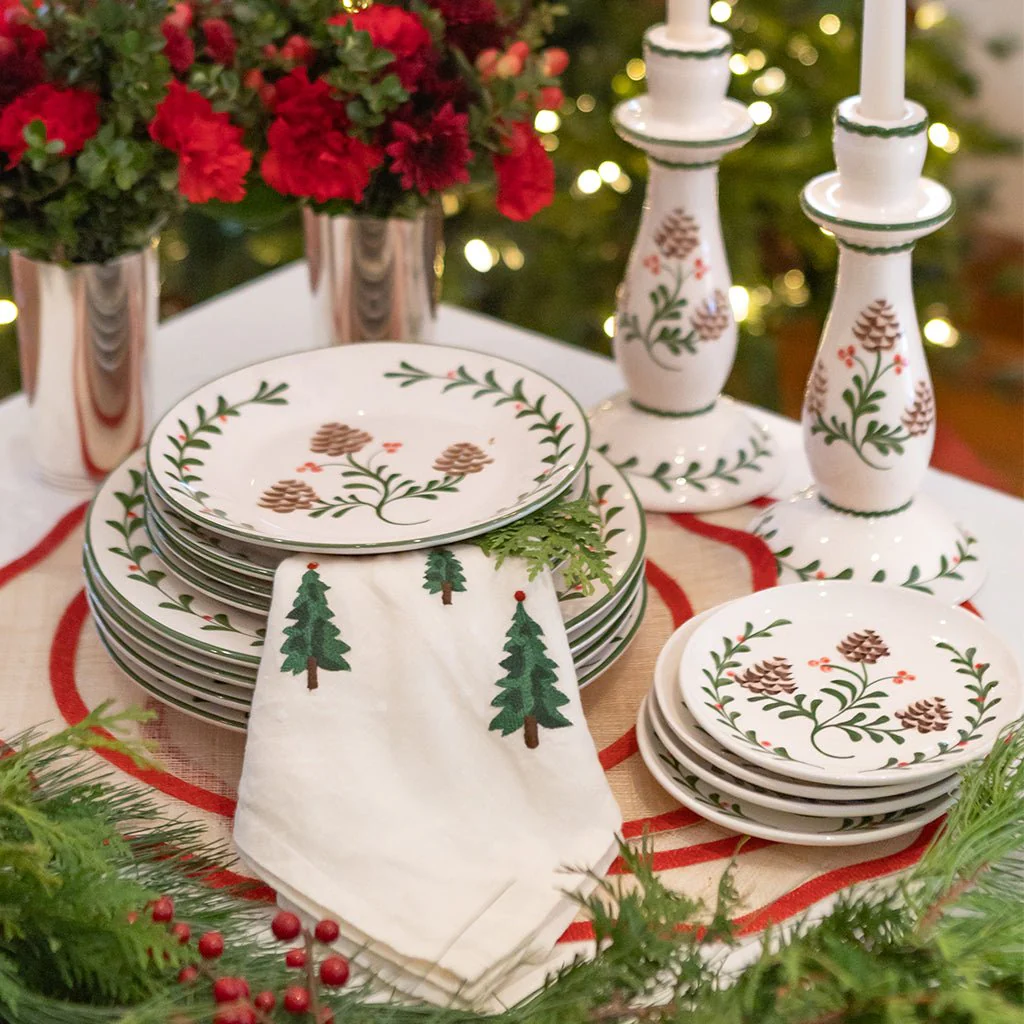 Slope Firs Embroidered Linen Napkin | Set of 4 - Image 3