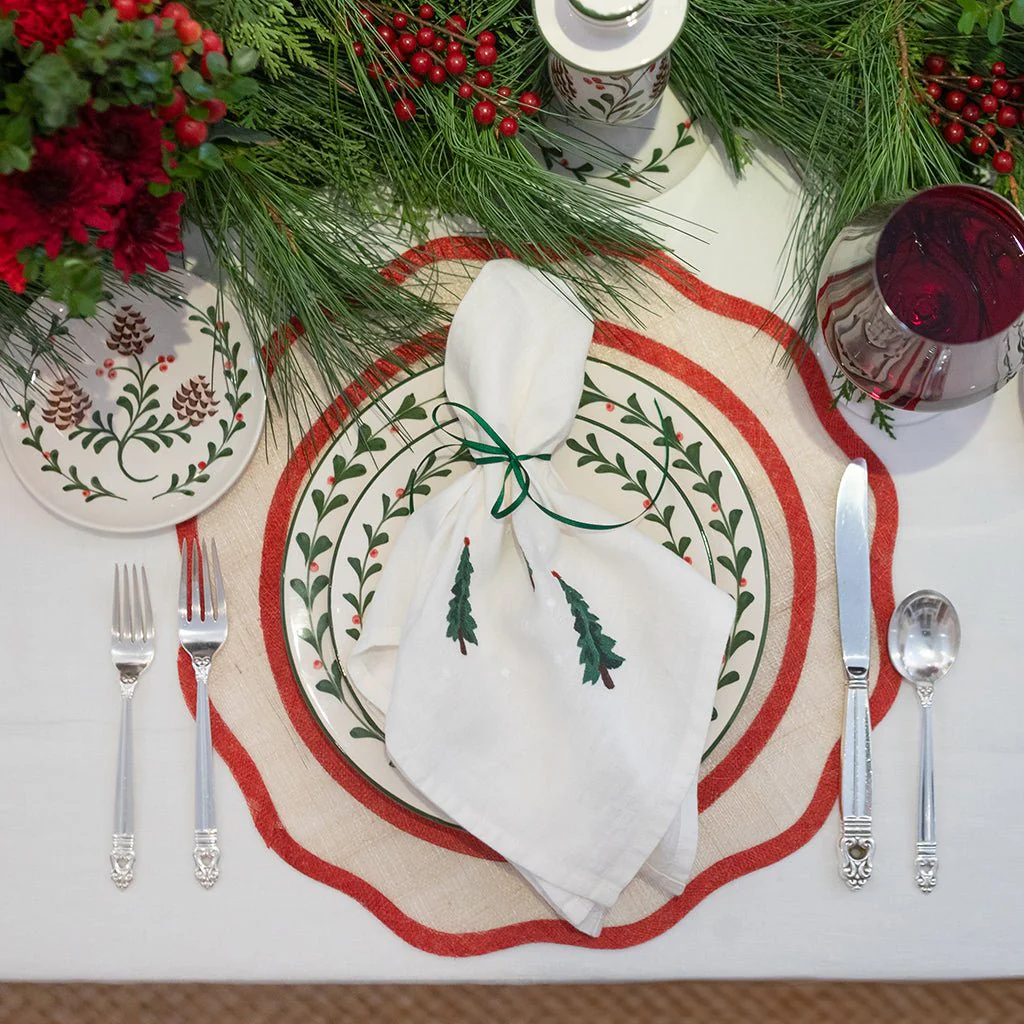 Slope Firs Embroidered Linen Napkin | Set of 4 - Image 5