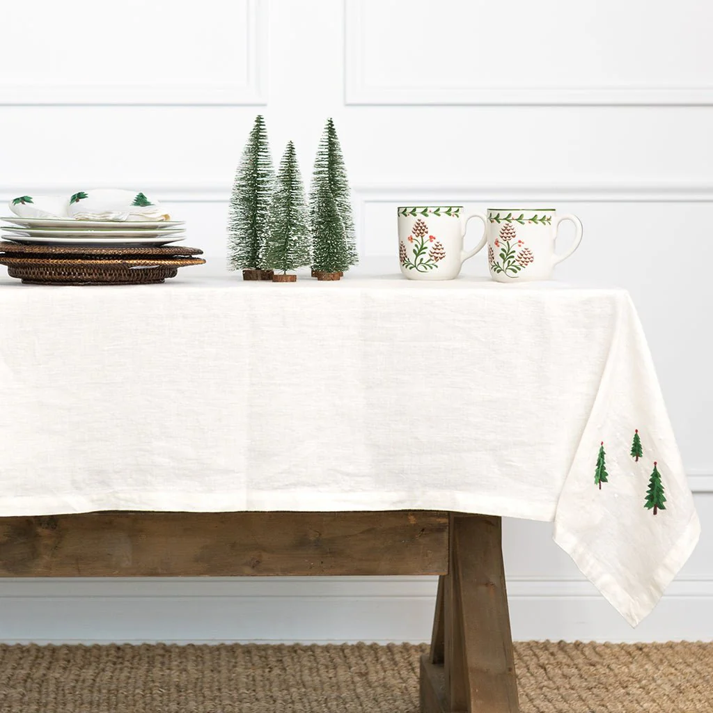 Slope Firs Embroidered Linen Tablecloth - Image 2