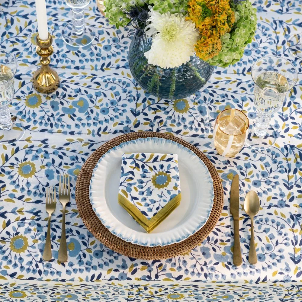 Starflower Blue & Ochre Napkin | Set of 4 - Image 3