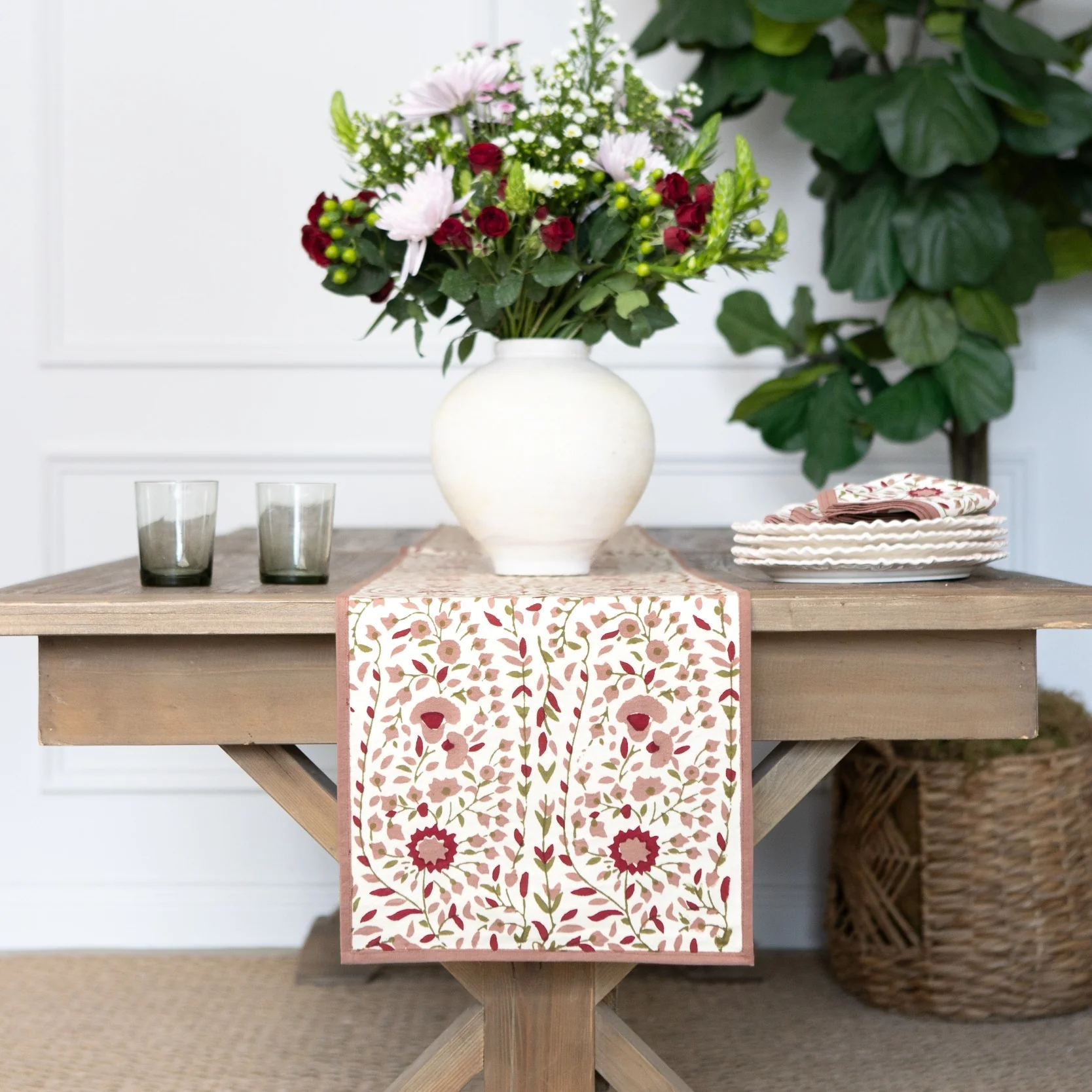 Starflower Fern & Blush Table Runner