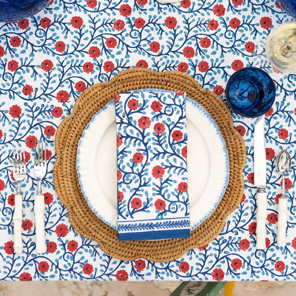 Stephanie Red & Blue Napkin | Set of 4